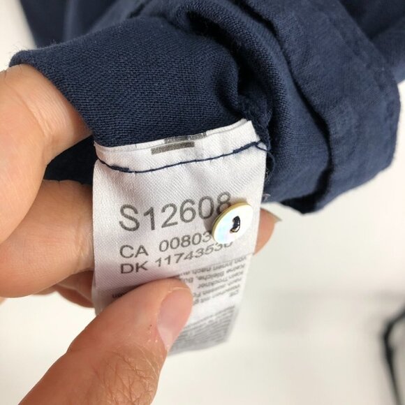 Holebrook Sweden Navy Marina Short Sleeve Linen Midi Dress 1/4 button V-neck S - Picture 13 of 16